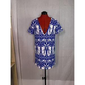Missguided Vintage Style Mini Dress Size 4 Blue White Floral Boho NWT D913